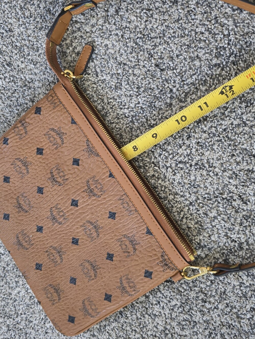 MCM Cognac Visetos Monogram Slim Shoulder Bag Pouch - Picture 8 of 10